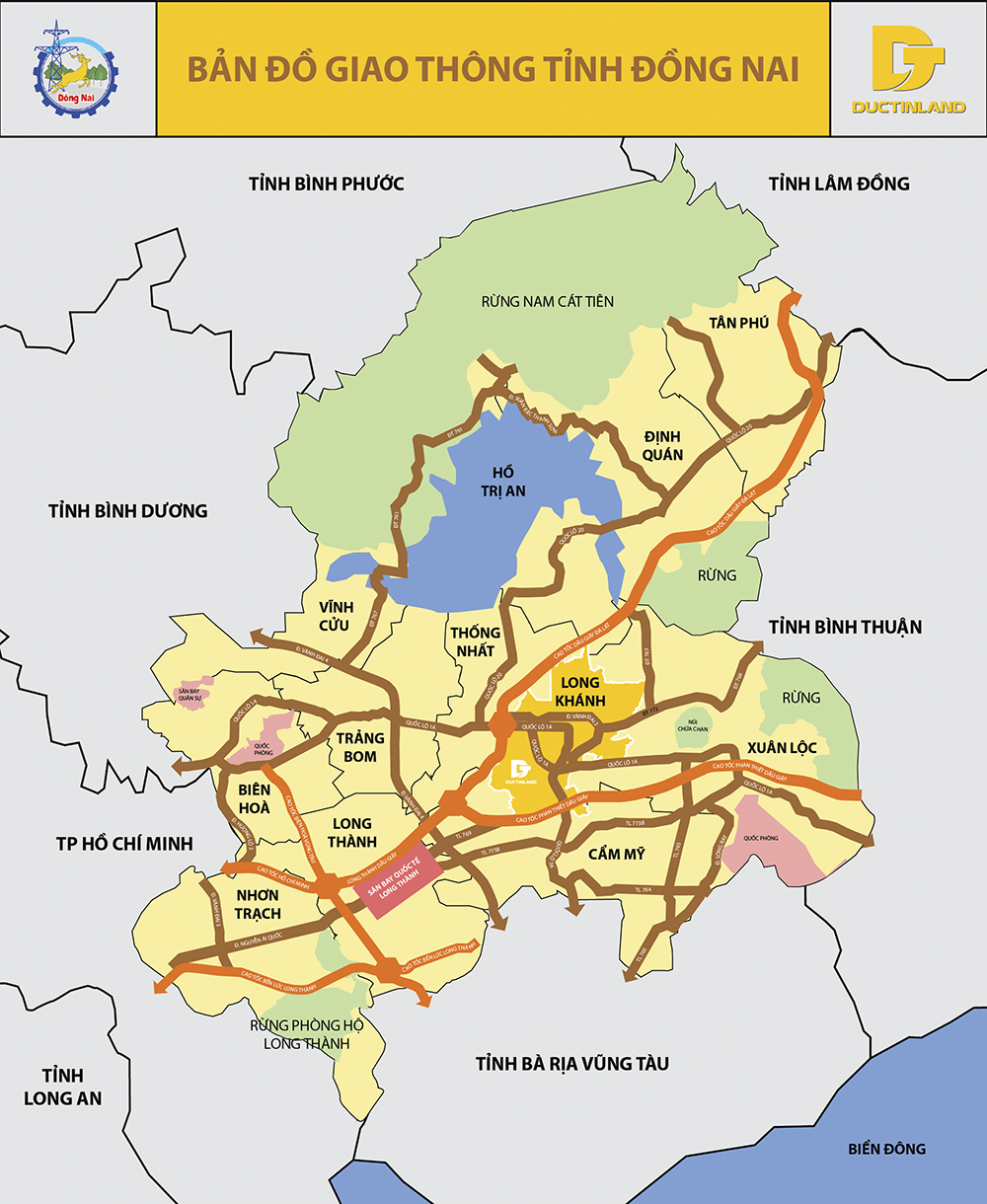 Bản đồ hành chính và bản đồ giao thông tỉnh Đồng Nai